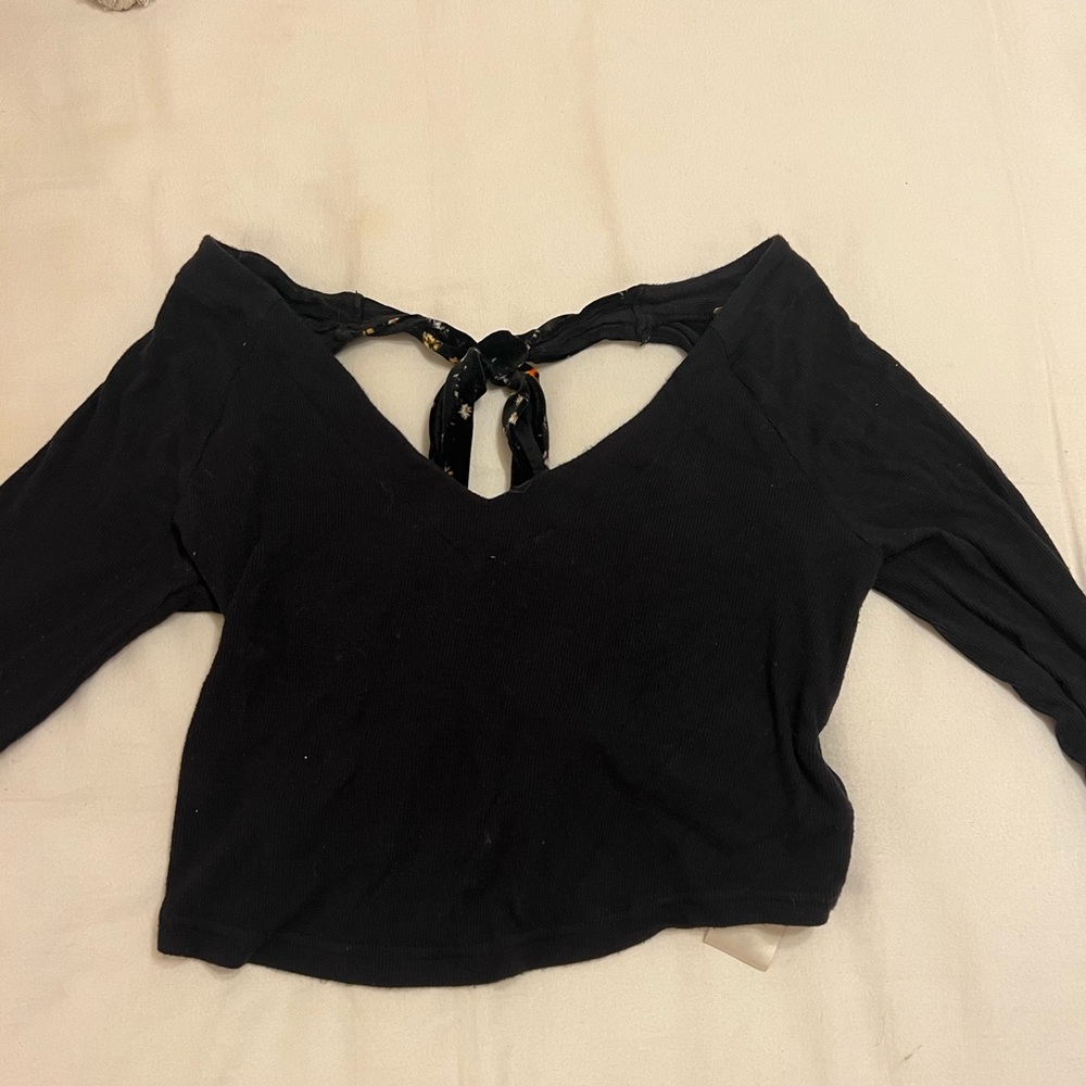 Free People black open back shirt
